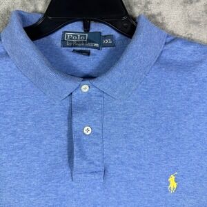 Vintage Polo Ralph Lauren Polo Mens Sz XXL Shirt Blue Yellow Logo 90s Button